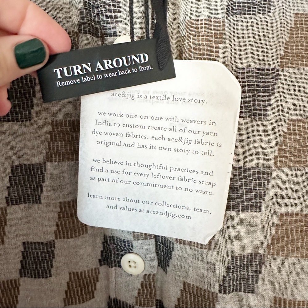 NWT Ace & Jig Tate Dress In Sedona Checkered Brown Reversible Pockets Sz M - Picture 3 of 10